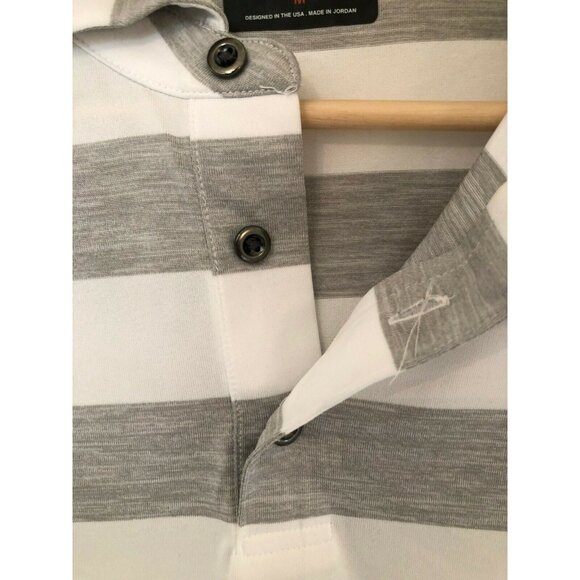 Chase 54 Striped Gray and White Short Sleeve Collared Polo Men's Medium - Picture 3 of 6